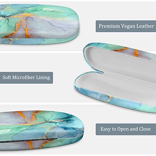 FINTIE Hard Shell Eyeglasses Case, Portable Protective Glasses Cover - color: Emerald Marble