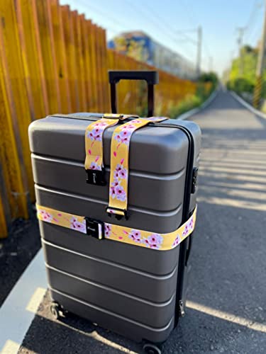 Teeoff 2 Pack Elastic Luggage Straps Suitcase Belts Travel Bag Accessories Adjustable 220CM (Yellow) - color: Yellow