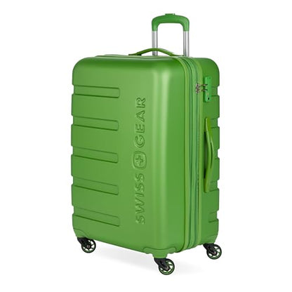 SwissGear 7366 Signature Hardside Expandable Luggage with Spinner Wheels, TSA Lock, Green, Checked-Medium 23-Inch - color: Green, size: Checked-Medium 23-Inch