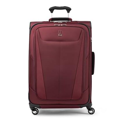 Travelpro Maxlite 5 Softside Checked Luggage Spinner, Red, 25-Inch - color: Burgundy, size: Checked-Medium 25-Inch