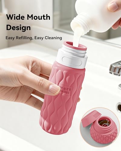 Travel Bottles for Toiletries Silicone Travel Size Containers 3.4oz 1.7oz - color: Sweet Ripple
