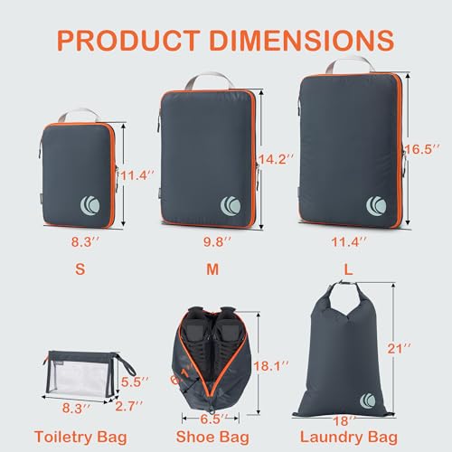 Cipway Compression Packing Cubes for Travel (8 Piece,Grey) - color: Grey, size: 8PCS