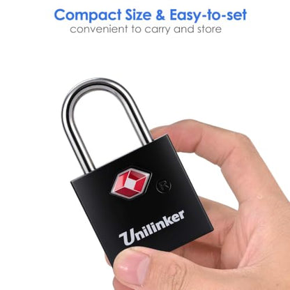 4 Pack TSA Approved Luggage Locks with Keys Alike, Travel Metal Padlock - size: 4-Black