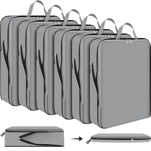 Hosuly 6 Pcs Compression Packing Cubes, 17.3 x 12.6'', Dark Gray - color: Dark Gray