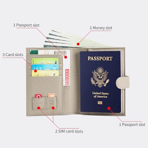RFID Passport Holder, Leather, RFID Blocking, Eleph Grey - color: Elephant Grey