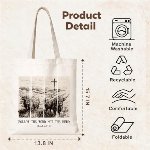 Book Lover Tote Bag with Funny Reading Quote Bag - color: Cow