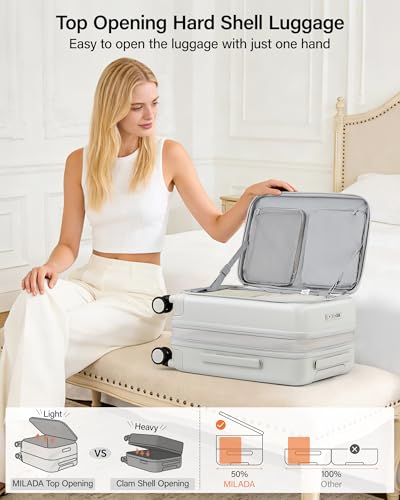 MILADA 28 Inch Large Checked Luggage, Expandable Hardshell Suitcase with 360° Spinner Wheels & TSA Lock, Durable Extra Large Rolling Trunk for Travel, International Vacation, White - color: White, size: 28" Checked Large