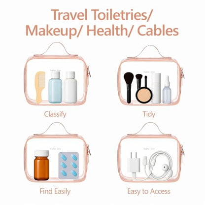PACKISM Clear Makeup Bag Travel - TSA Approved Toiletry Bag, 2 Rose Pink - color: 01 Elegant Rose Pink, size: Full Vacation (Mixed Sizes)