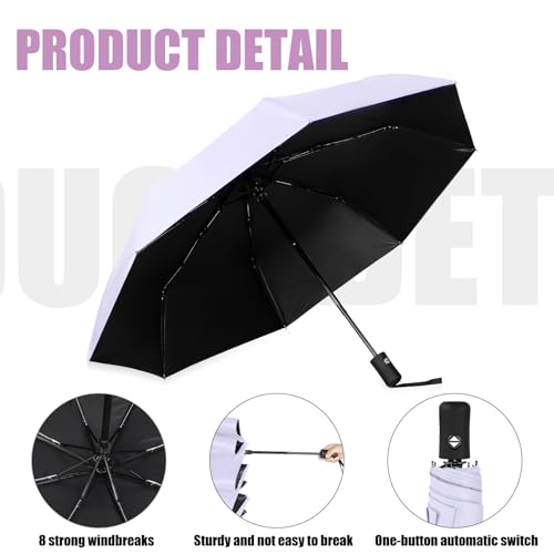 Jexine Windproof Travel Umbrella Compact Small - color: Lavender