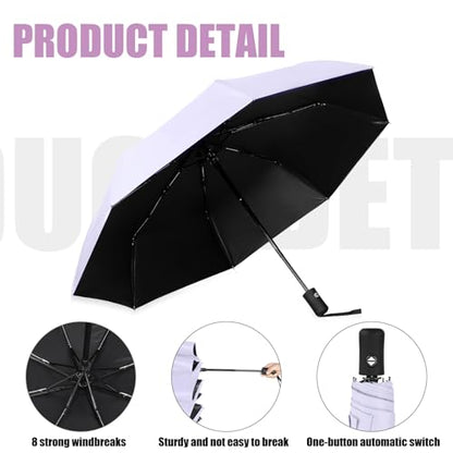 Jexine Windproof Travel Umbrella Compact Small - color: Lavender