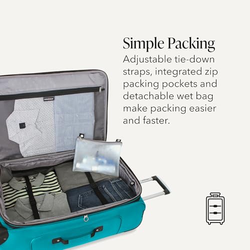 SwissGear Sion Softside Expandable Luggage – Medium Checked Suitcase with 360 Degree Wheels & Retractable Handle – 25 Inch, Perfect for 1-7 Night Trips – Teal - color: Teal, size: Checked-Medium 25-Inch