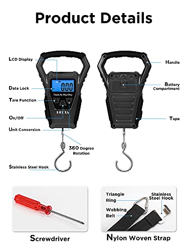 HEETA Waterproof Fish Scale Digital Hanging Fishing Luggage Weight Scale - color: Black
