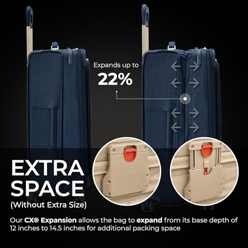Briggs & Riley Baseline Large Expandable Softside Spinner Luggage, Navy - color: Navy, size: 29" Checked