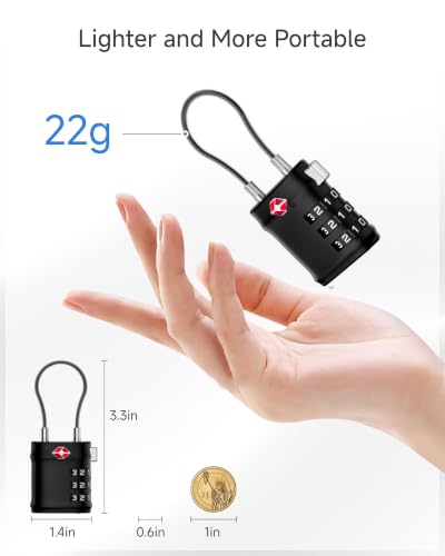 LUGGEX TSA Locks for Luggage, Luggage Locks TSA Approved,Charcoal Black, 4 - color: Charcoal Black