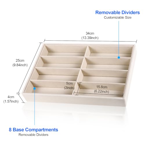 Velvet Sunglass Tray, Suitable For Dresser And Drawer, Beige - color: Beige