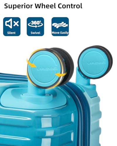 LARVENDER Carry on Luggage 20-Inch Expandable Suitcases, Ocean Breeze | 22x14x9 Airline Approved, Gradient PC+ABS Hardshell, Expands 2", 360° Spinner Wheels, TSA Lock, 3-Piece Set with XL Backpack - color: Ocean Breeze (XL-BP), size: 3 Piece Set (Backpack