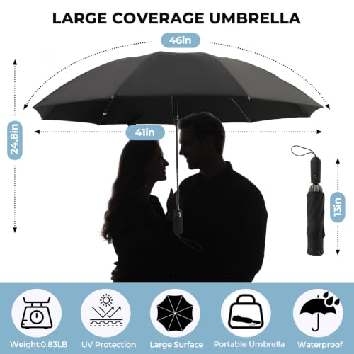 ZDSSM Inverted Umbrella for Rain, Compact Windproof Auto Open Close - color: 블랙.