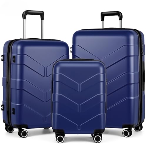 TILYMOL Expandable Luggage Sets 3 Piece, Hardside Suitcase Set with TSA - color: Blue