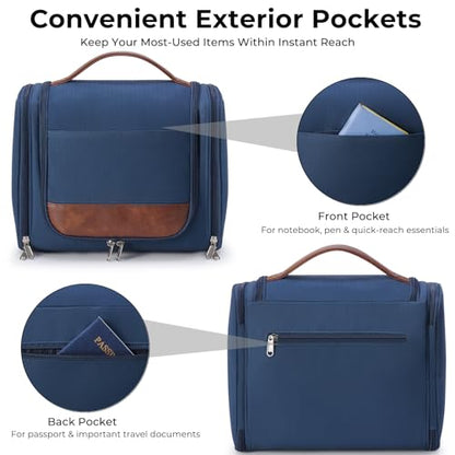 Ralnitote Toiletry Bag for Men, Large Hanging Travel Toiletry Bag, Navy - color: Navy