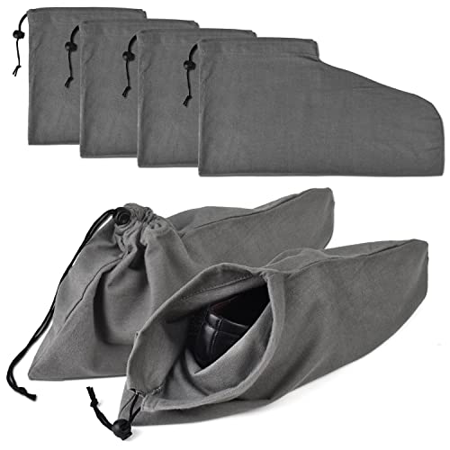 HAMBOLY Shoe Bags 6 Pack Dust Cover Storage Pouch with Drawstring Closure for Travel Protecting Storing Shoes - color: Grey