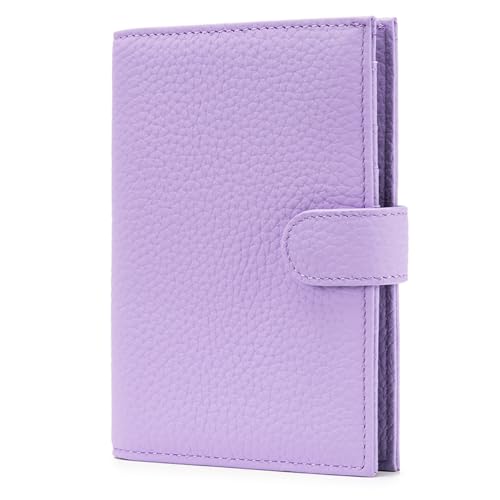 Karmiir RFID Passport Holder Travel Wallet for Women, Leather Passport Cover Wallet with Card Holders SIM Slots,Zippered Coins Pocket and Cash Slot Slim Compact Travel Wallet (Taro Purple) - color: Light Purple