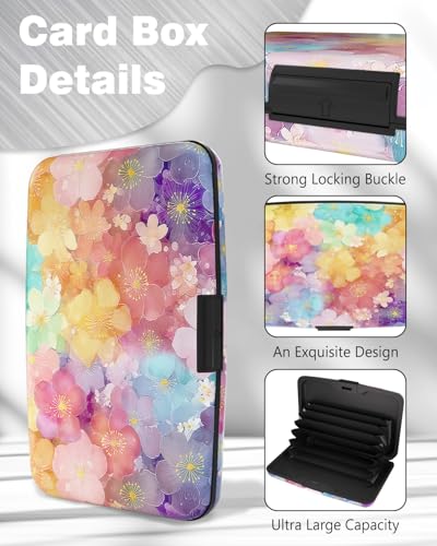 Maicican Credit Card Holder, Mini RFID Blocking Aluminum Wallet - color: Cherry Blossoms