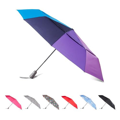 Totes Auto Open/Close Windproof Ultimate Compact Umbrella with UV and Water Repellent Protection - color: Rainbow, size: 43" Canopy