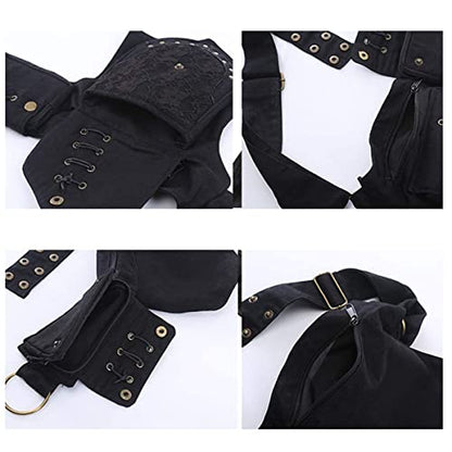 Larswon Renaissance Bag Leg Pouch for Women - color: Black