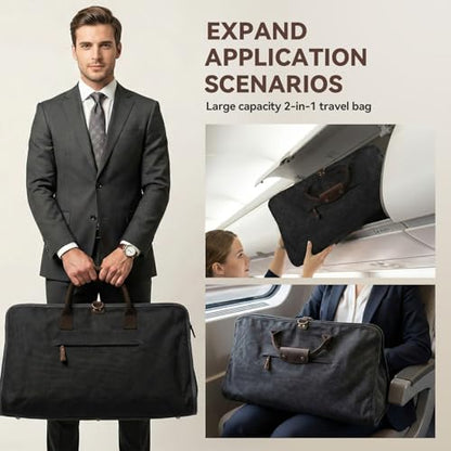 2 In 1 Convertible Garment Bag, Carry On Suit Duffle Bag For Men & Women - color: Gray