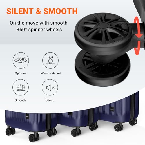 Verdi Hardside Expandable Luggage Set, Carry-On/24-In Suitcase with Spinner Wheels - color: Navy, size: 2-Piece Set (20/24)