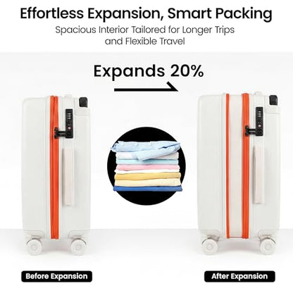 3 Piece Luggage set,Wide Handle Suitcase Set w/TSA LOCK - color: Beige, size: 3-Piece Set (20"/26"/30'')