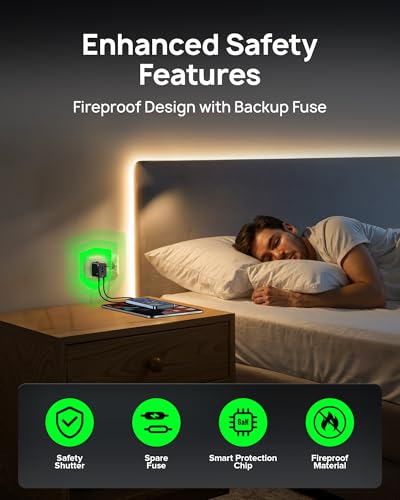 75W Travel Adapter, GaN Fast Charging European Power Universal Adapter with 5 Ports (1 AC, 1 USB-A, and 3 USB-C), Plug Adapter with Smart Chip for Over 200 Countries, PD&QC Charger, Black - color: Black