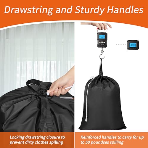 Polecasa Extra Heavy Duty X-Large Laundry Bag with Handles, Black, 28x36" - color: Black, size: 28" x 36" | 1 Pack