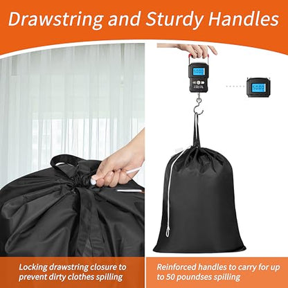 Polecasa Extra Heavy Duty X-Large Laundry Bag with Handles, Black, 28x36" - color: Black, size: 28" x 36" | 1 Pack