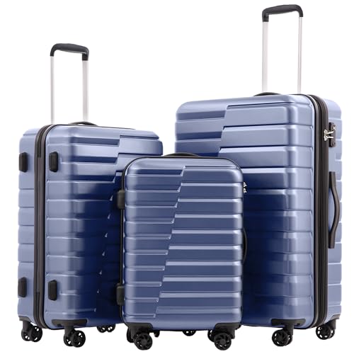Coolife Lightweight Luggage with TSA Lock,3 Piece Set Blue - color: Blue, size: 3 Piece Set (20in/24in/28in)