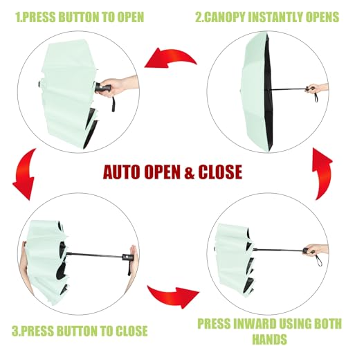 Jexine Windproof Travel Umbrella Compact Small - color: Green