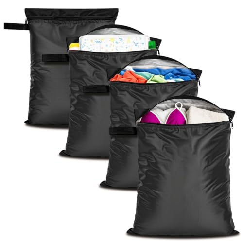 4Pack Wet Dry Bags for Swimsuits and Towels,Waterproof Reusable,Zipper