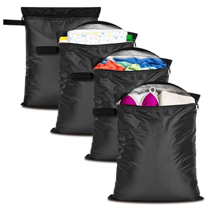 4Pack Wet Dry Bags for Swimsuits and Towels,Waterproof Reusable,Zipper