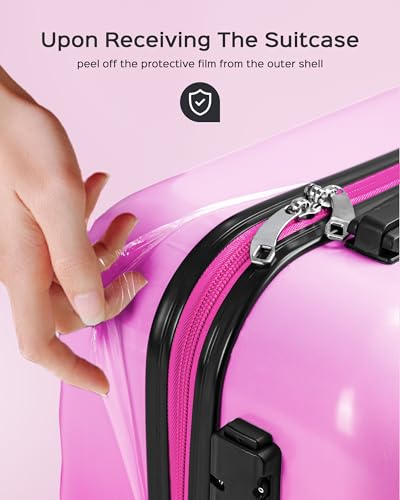 Suitour 28 inch Luggage With Spinner Wheels,Hard Shell Suitcases with Wheels TSA Checked Travel Suitcase - color: Rose Red, size: 28" Checked