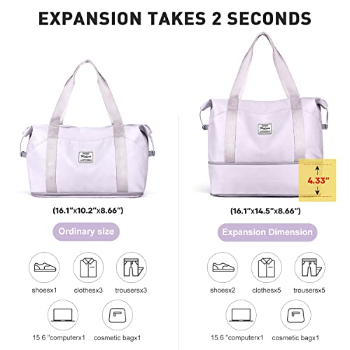 Travel Duffle Bags for Women Overnight Tote Bag Carry On Personal Item - color: A110-purple-expandable, size: X-large