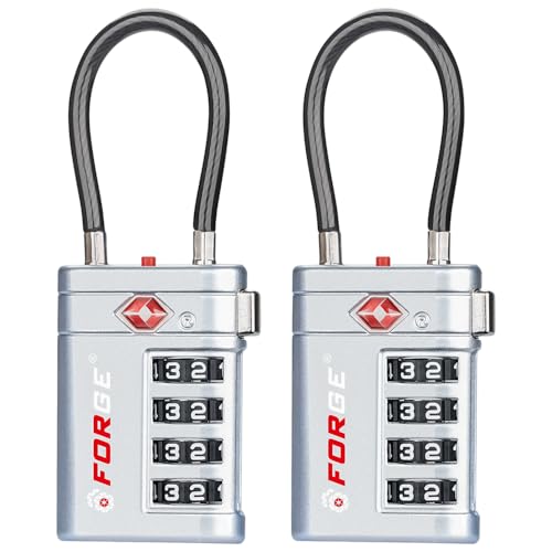 Forge Open Alert TSA Approved Luggage Locks, Black, 2 Pack Locks - color: Sliver 2 PK
