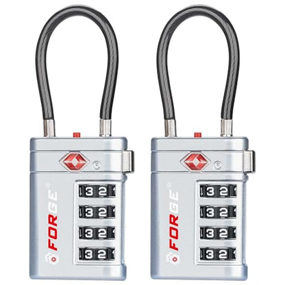 Forge Open Alert TSA Approved Luggage Locks, Black, 2 Pack Locks - color: Sliver 2 PK
