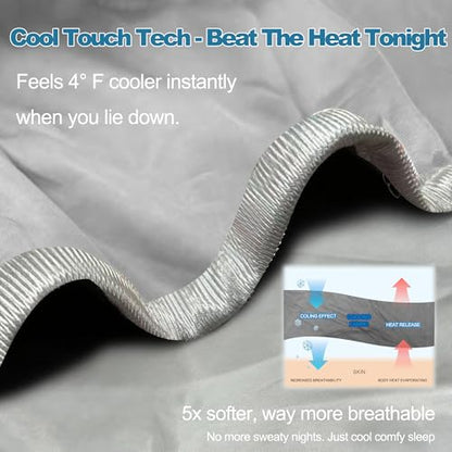 Cooling Blanket King(90"x104"), Double-Sided Cold Blanket for Hot Sleepers - color: Light Grey, size: King(90" x 104")