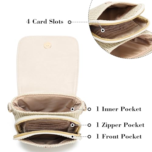 Faux Straw Crossbody Bags for Women Small Summer Phone Purse 2026 - color: Cream Beige