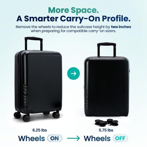 TAKE OFF 22 Inch Large Carry-On Suitcase Hardshell with Removable Wheels - color: Black, size: 22" - Carry On 4.0