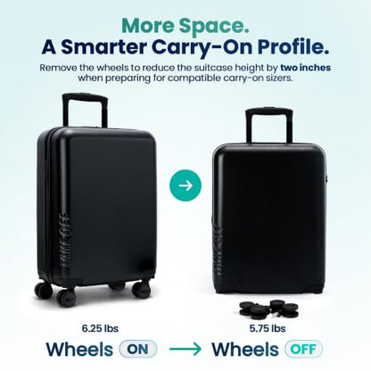 TAKE OFF 22 Inch Large Carry-On Suitcase Hardshell with Removable Wheels - color: Black, size: 22" - Carry On 4.0