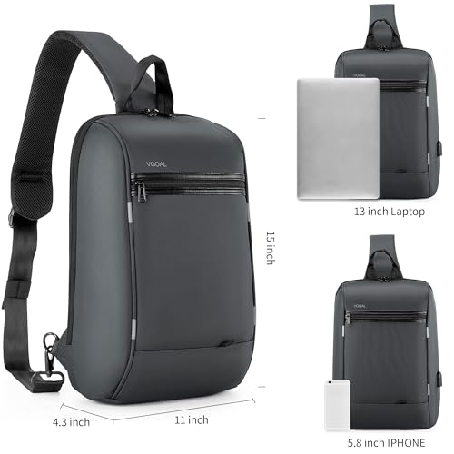 Kingsons Sling Bag for Men Anti-Theft Crossbody Bag Chest Shoulder Backpack - color: Fg6301-grey