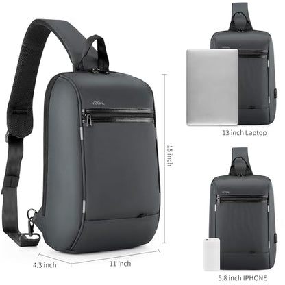 Kingsons Sling Bag for Men Anti-Theft Crossbody Bag Chest Shoulder Backpack - color: Fg6301-grey