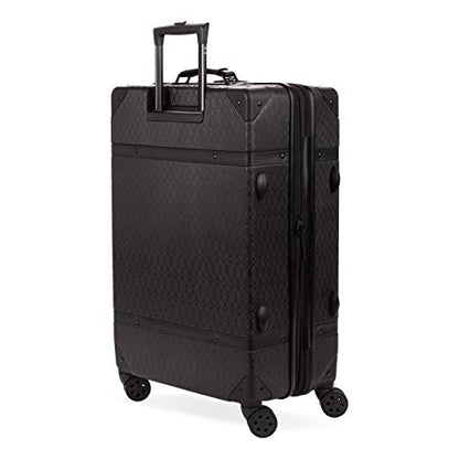 SwissGear 7739 Hardside Luggage Trunk with Spinner Wheels, Black, Checked-Large 26-Inch - color: Black, size: Checked-Large 26-Inch