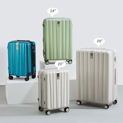 Hanke 24 Inch Expandable Medium Checked Luggage with 8 Spinner Wheels - color: Caribbean Blue, size: 24 Inch EXT